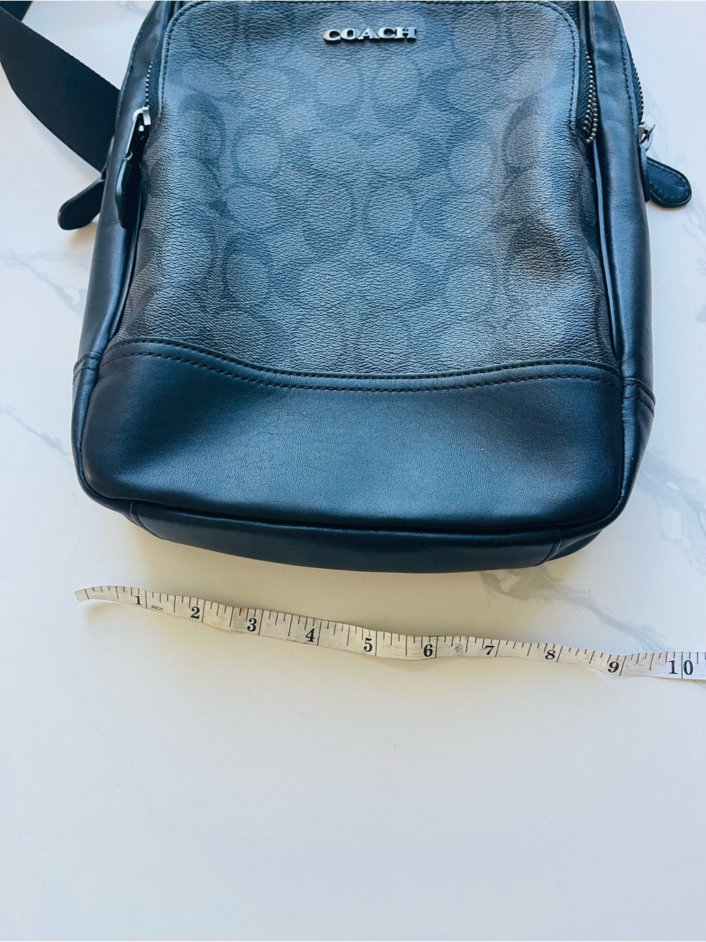 Coach Men's Black Signature Monogram Sling Backpack - Picture 4 of 6